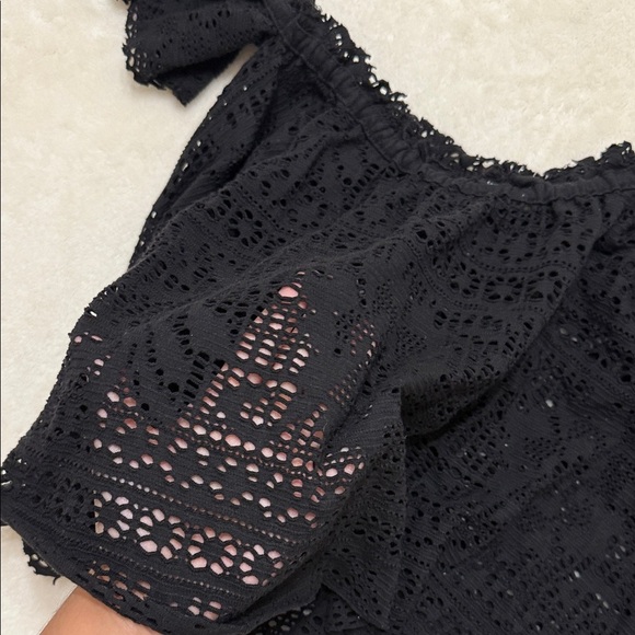 Garage Black Off-Shoulder Lace Blouse L - Picture 4 of 5